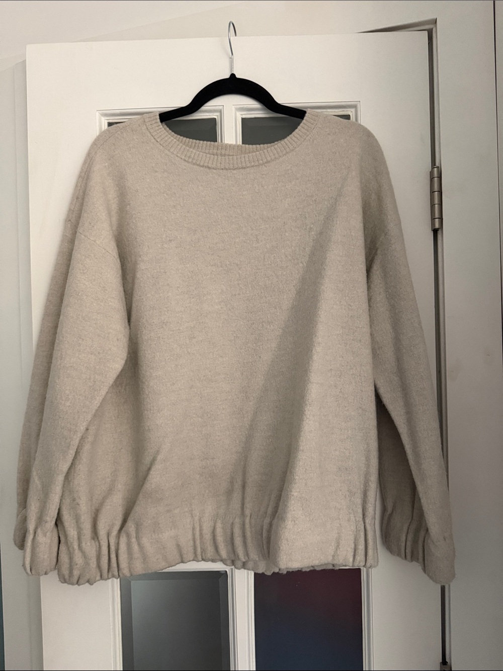 J. Crew Neutral Scoopneck Crew Sweater in Light Beige